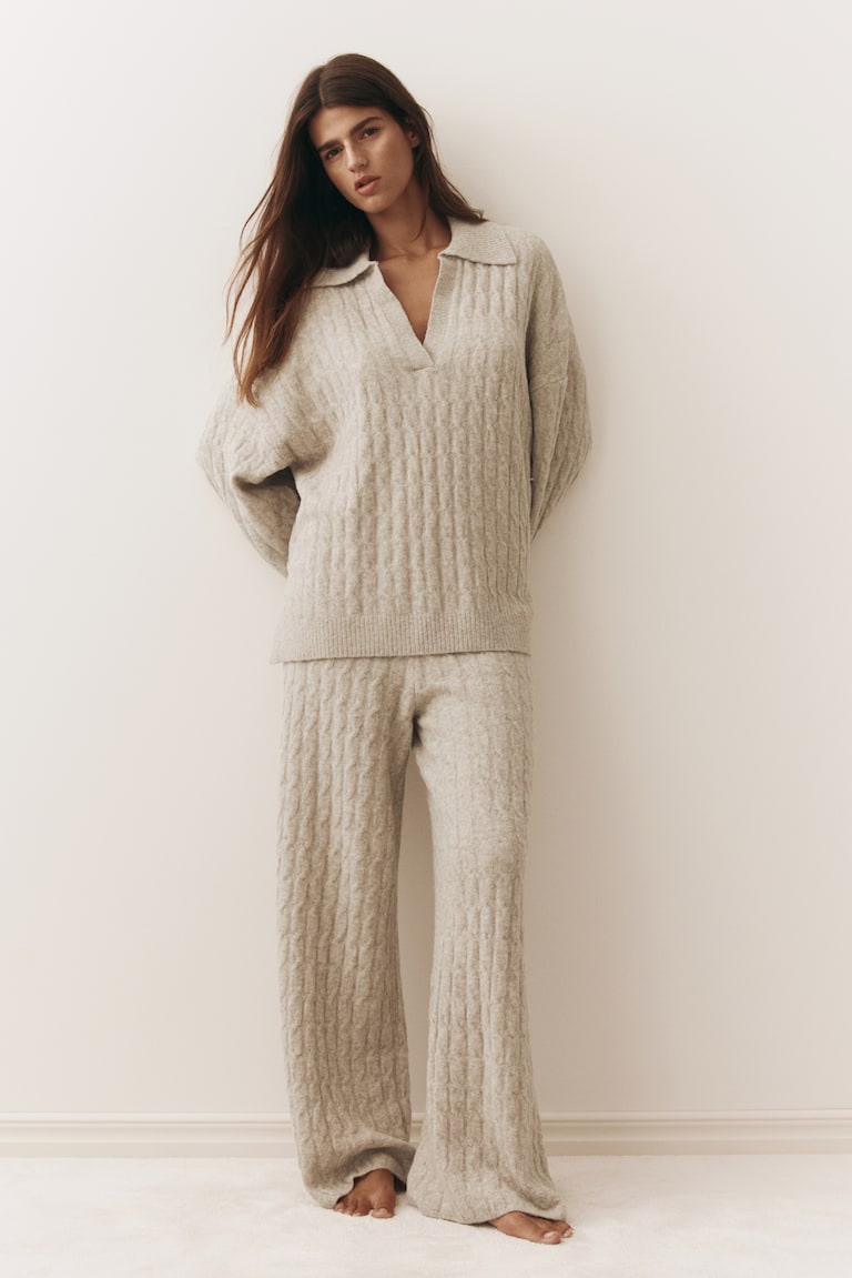 Cable-Knit Polo Jumper