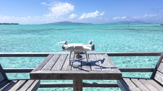 DJI Phantom 4 drone peering into the South Pacific ocean