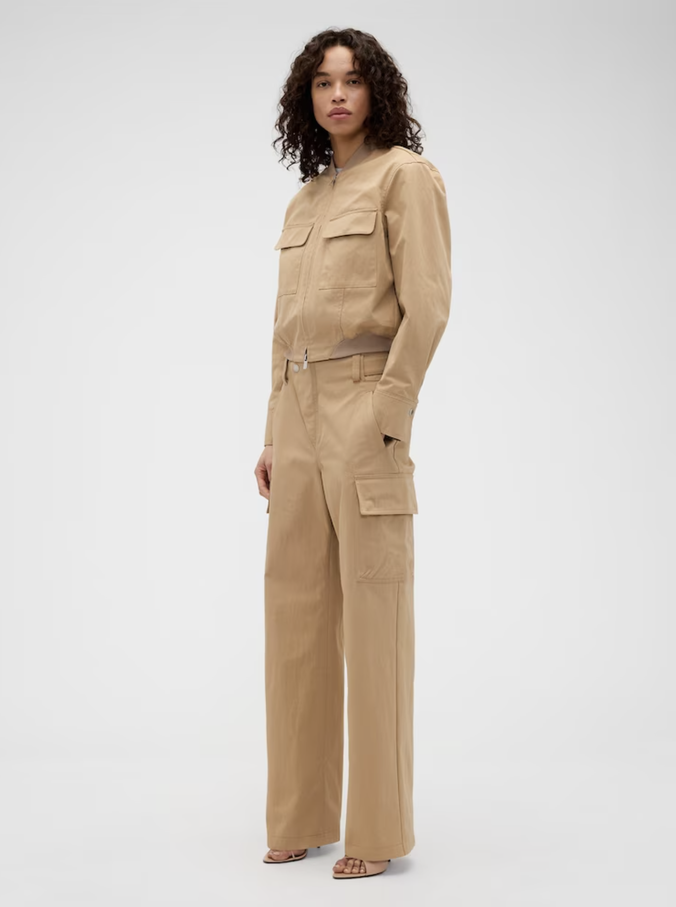 Gap, x Victoria Beckham Beige High Waisted Cargo Trousers