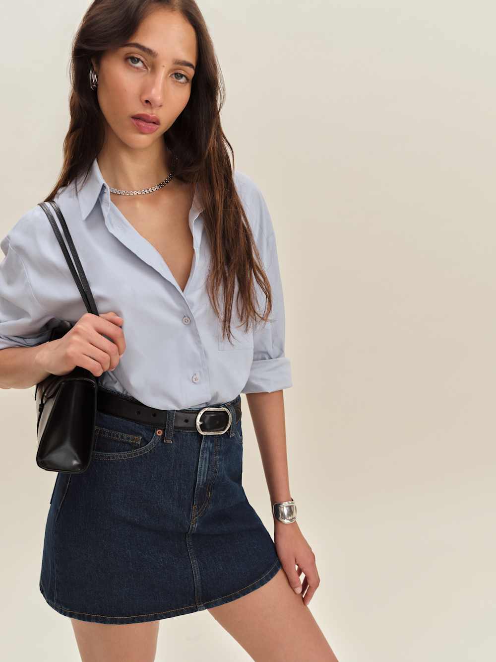 Lydia High Rise Denim Mini Skirt