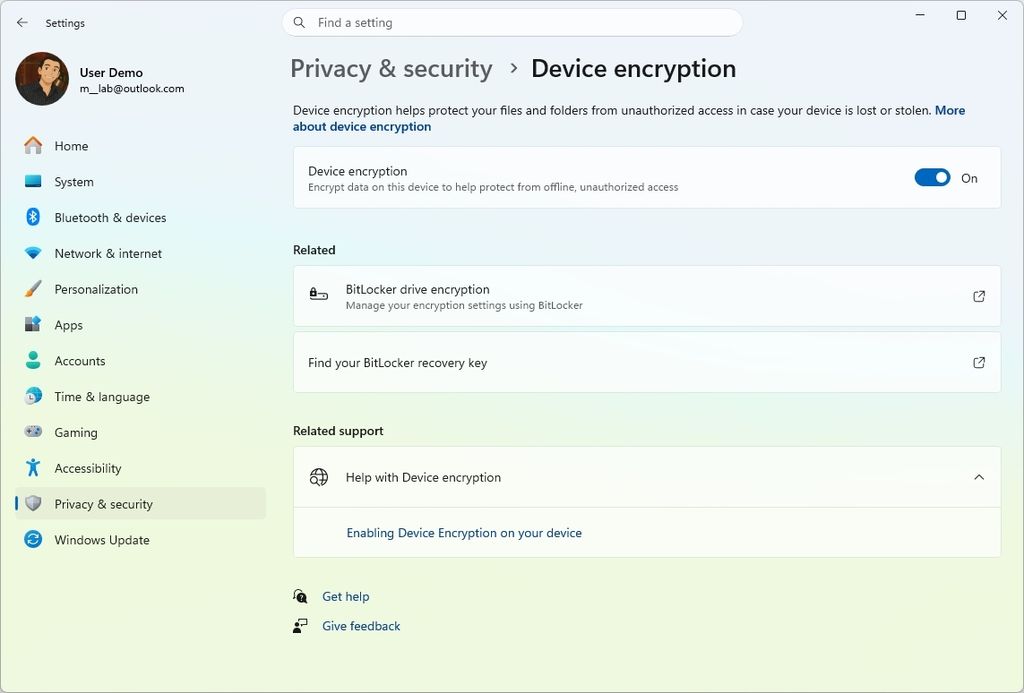 Device Encryption default