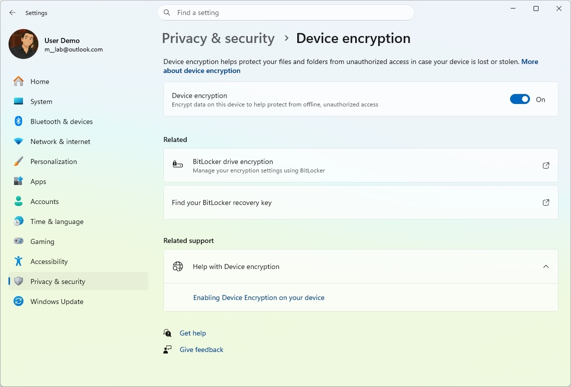 Device Encryption default