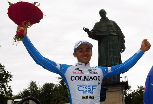 Gianluca Brambilla (Colnago-CSF Inox) celebrates his first professional victory.