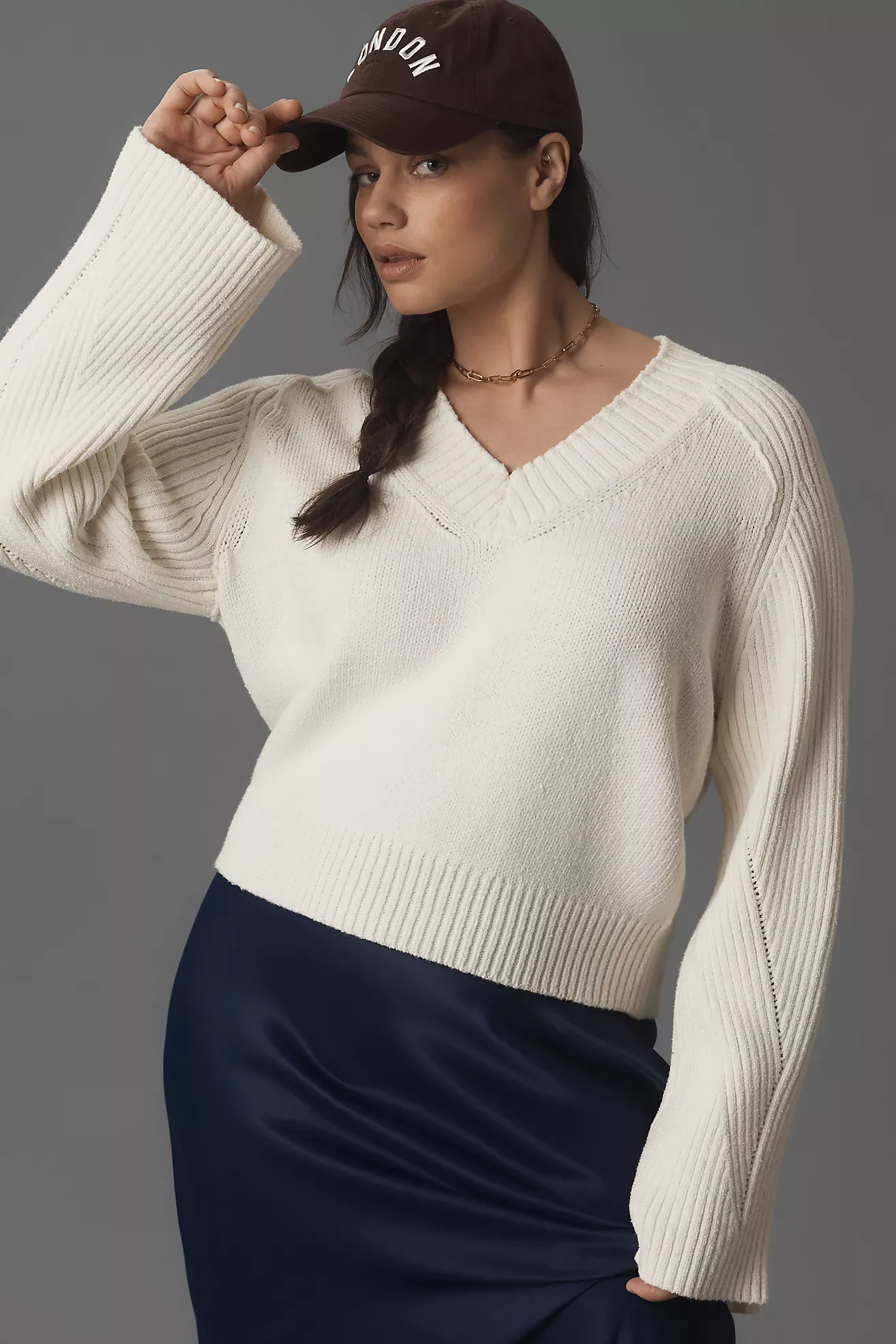 By Anthropologie Bell-Sleeve V-Neck Sweater