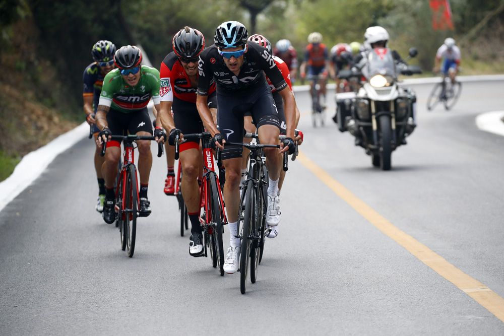 Wout Poels (Team Sky) split the peloton on the last climb