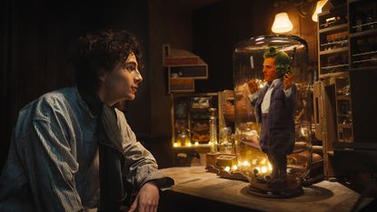 Timoth&eacute;e Chalamet and Hugh Grant in Wonka