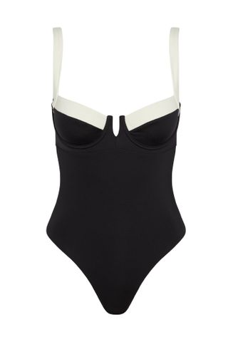 black and white one pice swimsuit