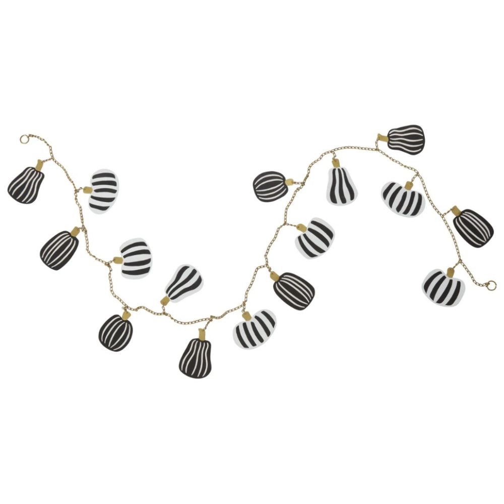 Black and white stripe pumpkin halloween garland