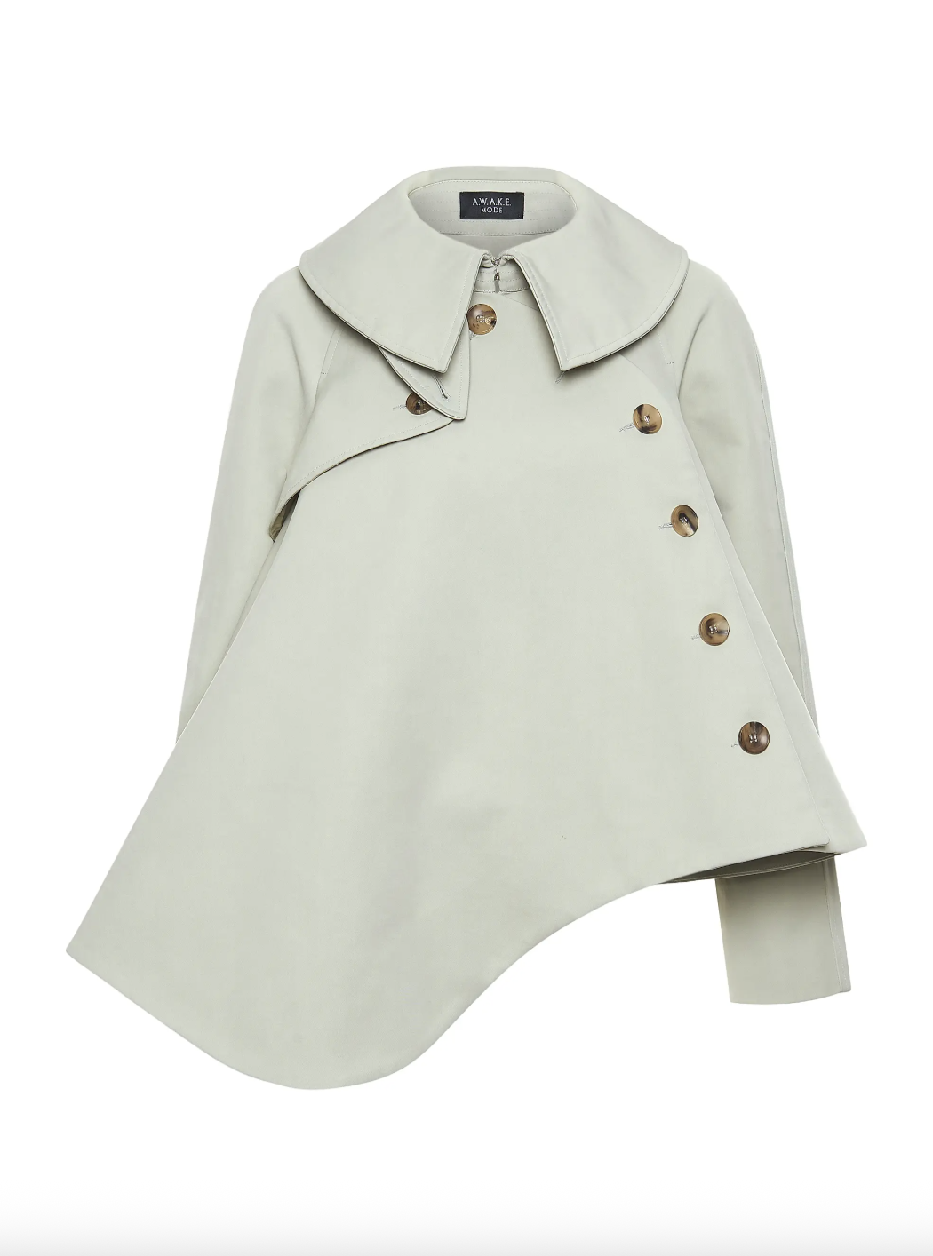 a side button saks fifth avenue coat in front of a plain backdrop