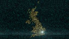 A digital map of the UK in yellow on a dark green background