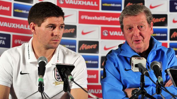 England captain Steven Gerrard alongside Roy Hodgson