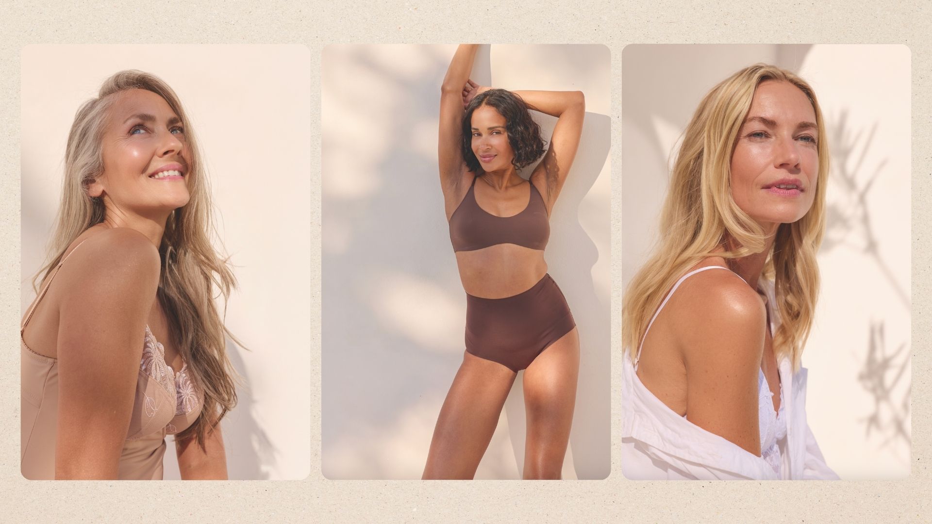 Three models with golden gleaming skin