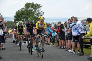 Bram Tankink leads the race up Beeley, stage six, 2015 Tour of Britain