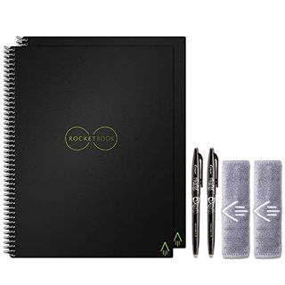Rocketbook Holiday Bundle - 2 Smart Reusable Notebook Set with 1 Lined & 1 Dot Grid Notebook, 2 Pilot Frixion Pens & 2 Microfiber Cloths - Infinity Black Cover, Letter Size (8.5" x 11")