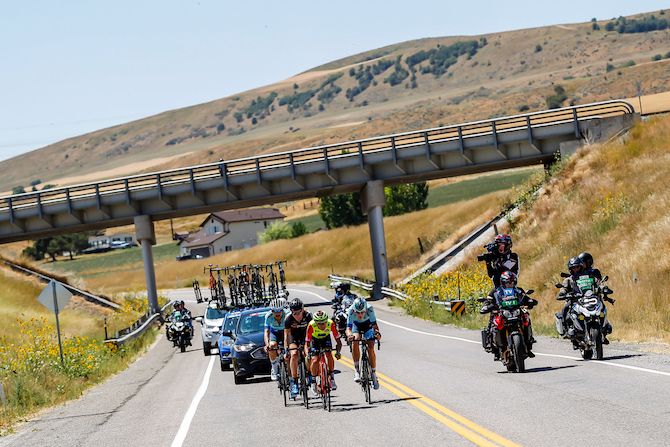 The break opens up the gap on the field during stage 1 of the 2019 Tour of Utah