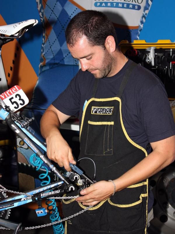 Inaki Goiburu makes sure that all of the water is removed, especially in the drivetrain.
