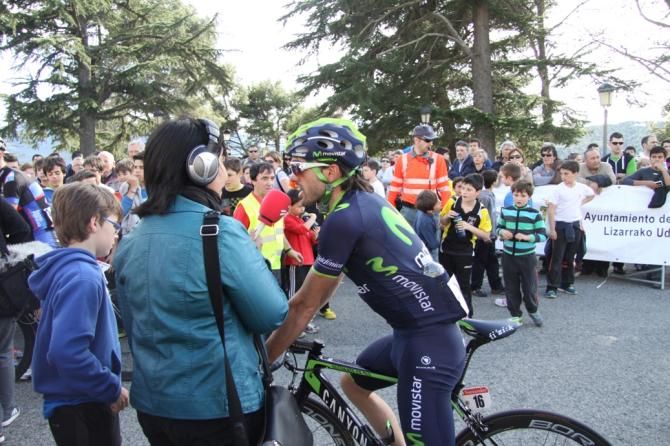 Ion Izaguirre is interviewed after the race
