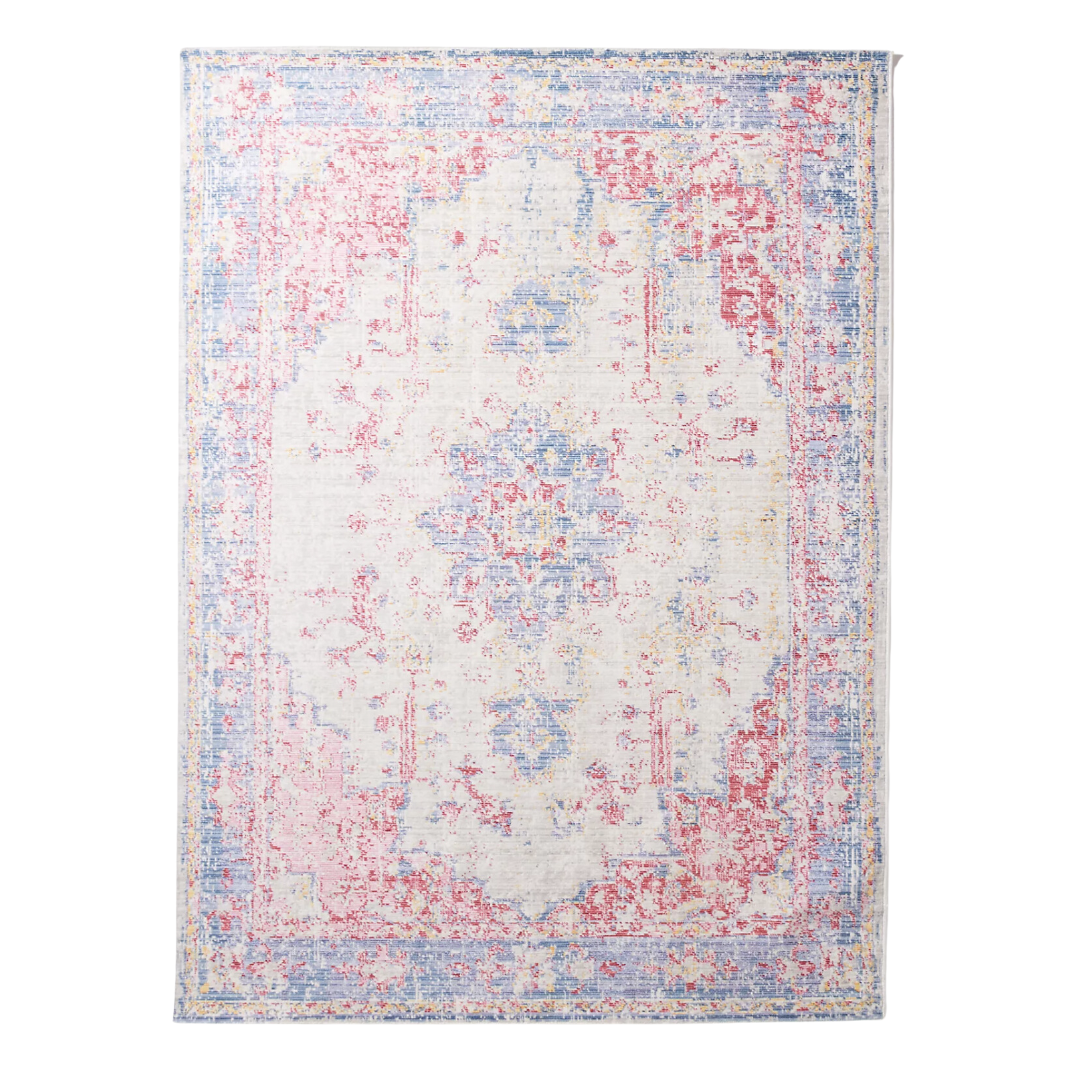 pink and blue persian rug