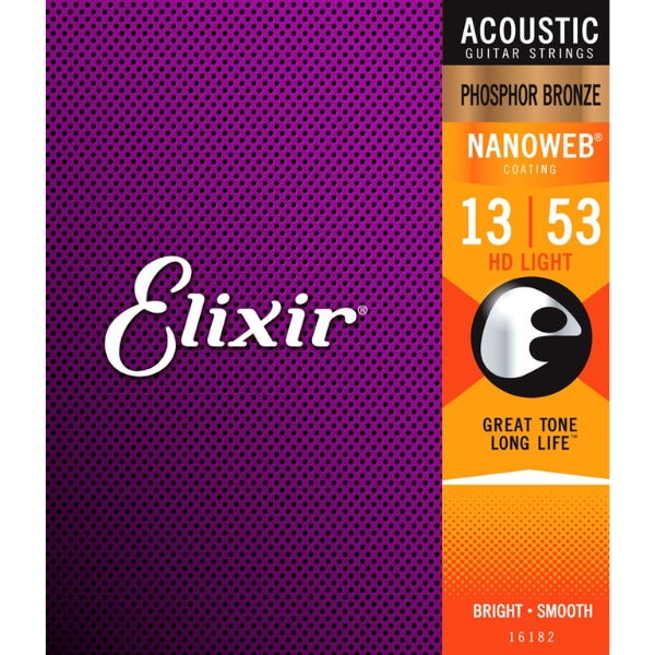 A pack of Elixir Nanoweb Acoustic guitar strings