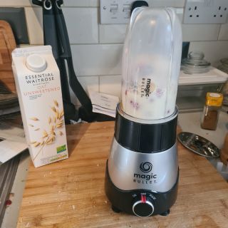 Magic Bullet food processor making a smoothie