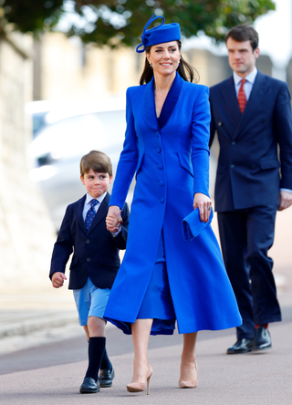 Prince Louis of Wales and Catherine, Princess of Wales attend the traditional Easter Sunday Mattins Service at St George's Chapel, Windsor Castle on April 9, 2023 in Windsor, England