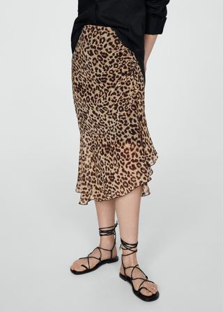 Leopard-Print Gathered Skirt