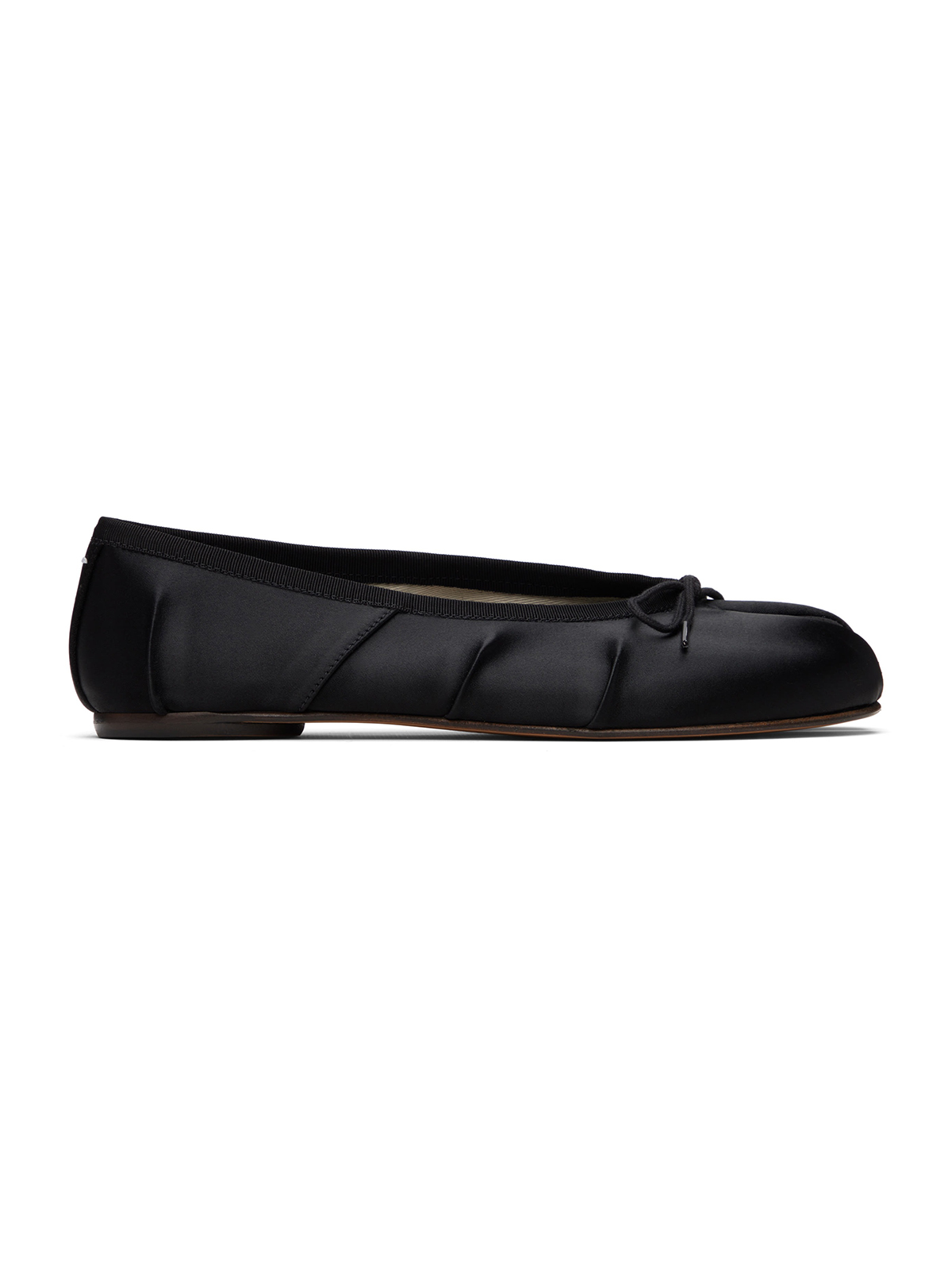 Black Tabi Satin Ballerina Flats