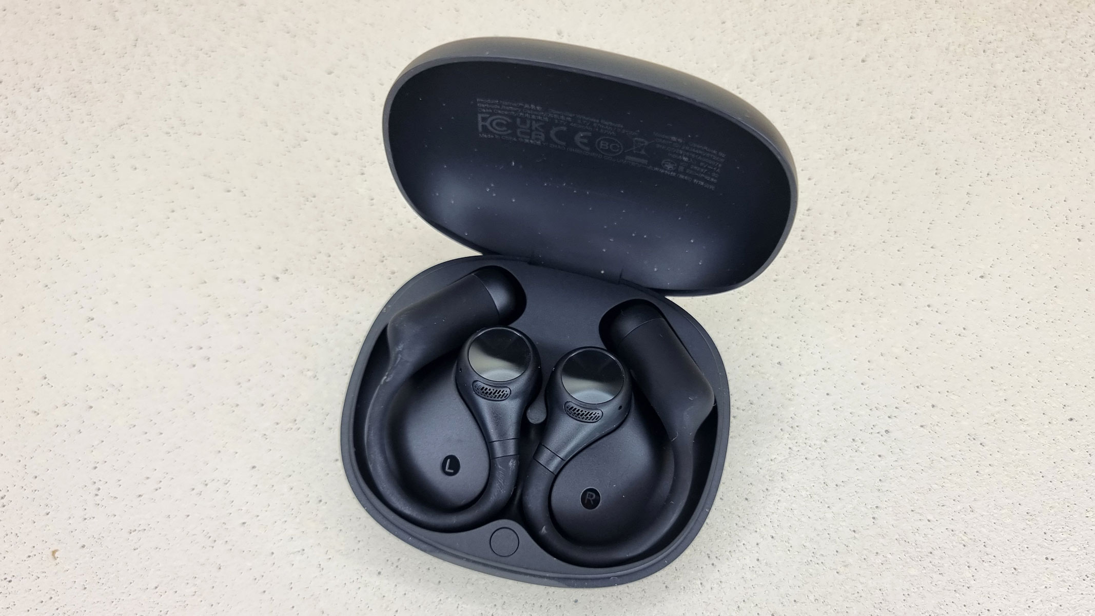 OpenRock S2 earbuds in an open case