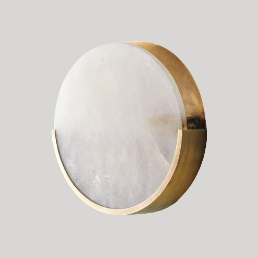 Pooky Lighting, Larger Plato Wall Light in Alabaster and Brass