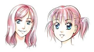 Manga art; two faces drawn in the manga style
