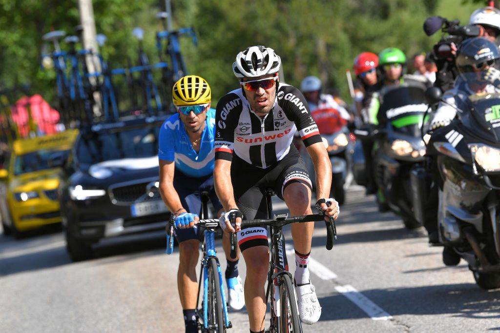 Tom Dumoulin (Sunweb) on the attack with Alejandro Valverde (Movistar)