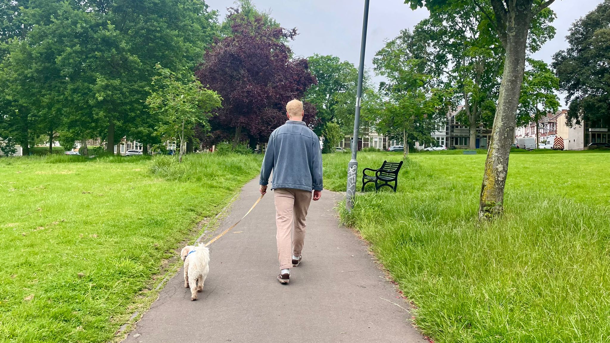 TechRadar fitness writer Harry Bullmore on a walk with his dog