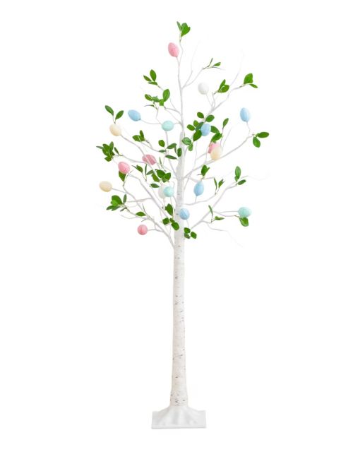 Nearly Natural 5-ft Pre-Lit Artificial Blooming Easter Egg Twig Tree