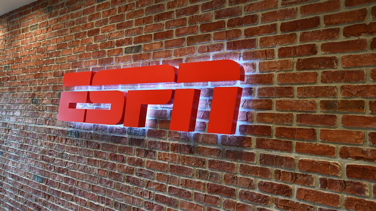 ESPN logo in hallway in ESPN&#039;s main campus