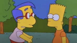 Screenshot of Milhouse talking to Bart in The Simpsons