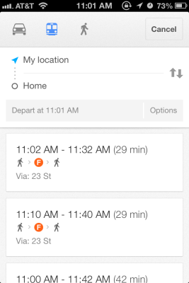 Transportation on Google Maps for iOS