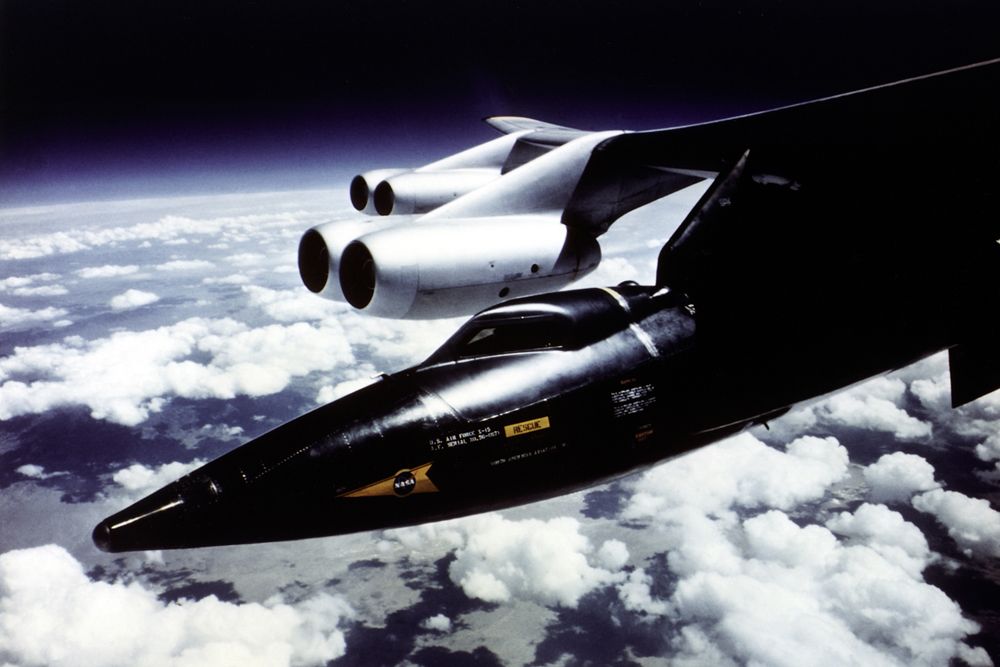 Space History Photo: X-15 Mounted to B-52 Mothership Pylon in