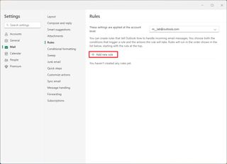 Outlook add new rule