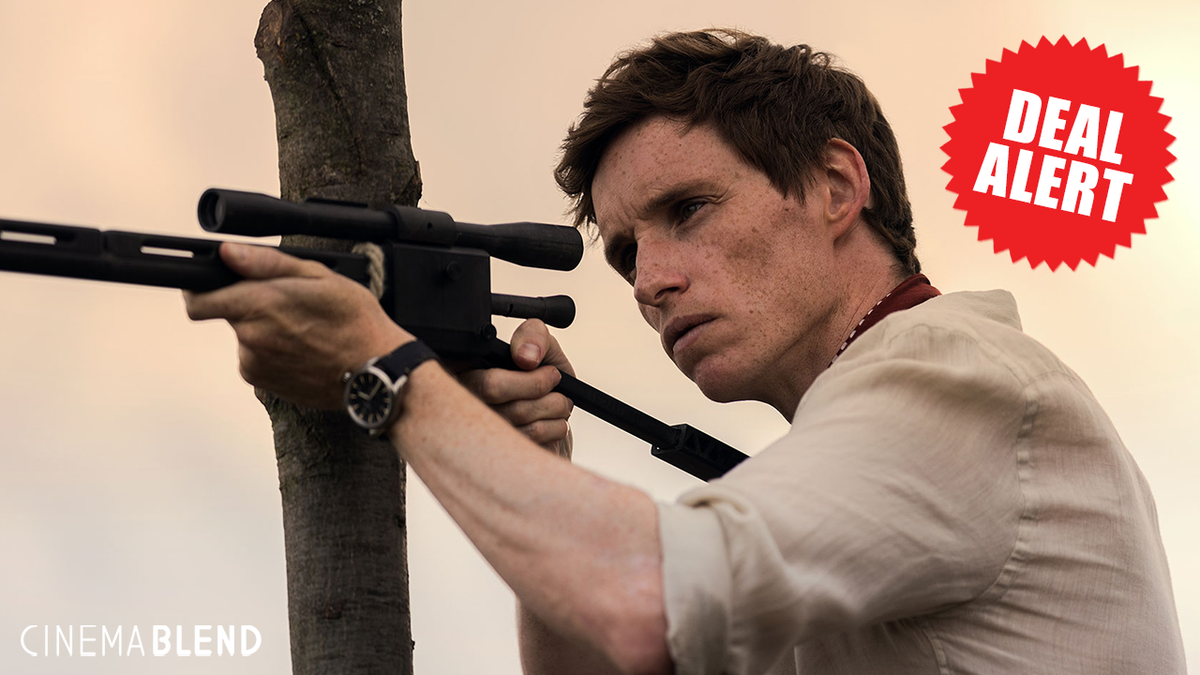 Eddie Redmayne in The Day of the Jackal with deal alert overlay