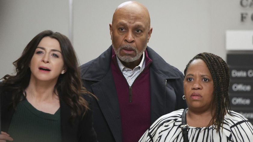 Caterina Scorsone, James Pickens Jr. and Chandra Wilson on Grey&#039;s Anatomy.