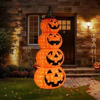 Glitzhome 94.5 in. H Lighted Halloween 3D Foldable Fabric Jack-O-Lantern