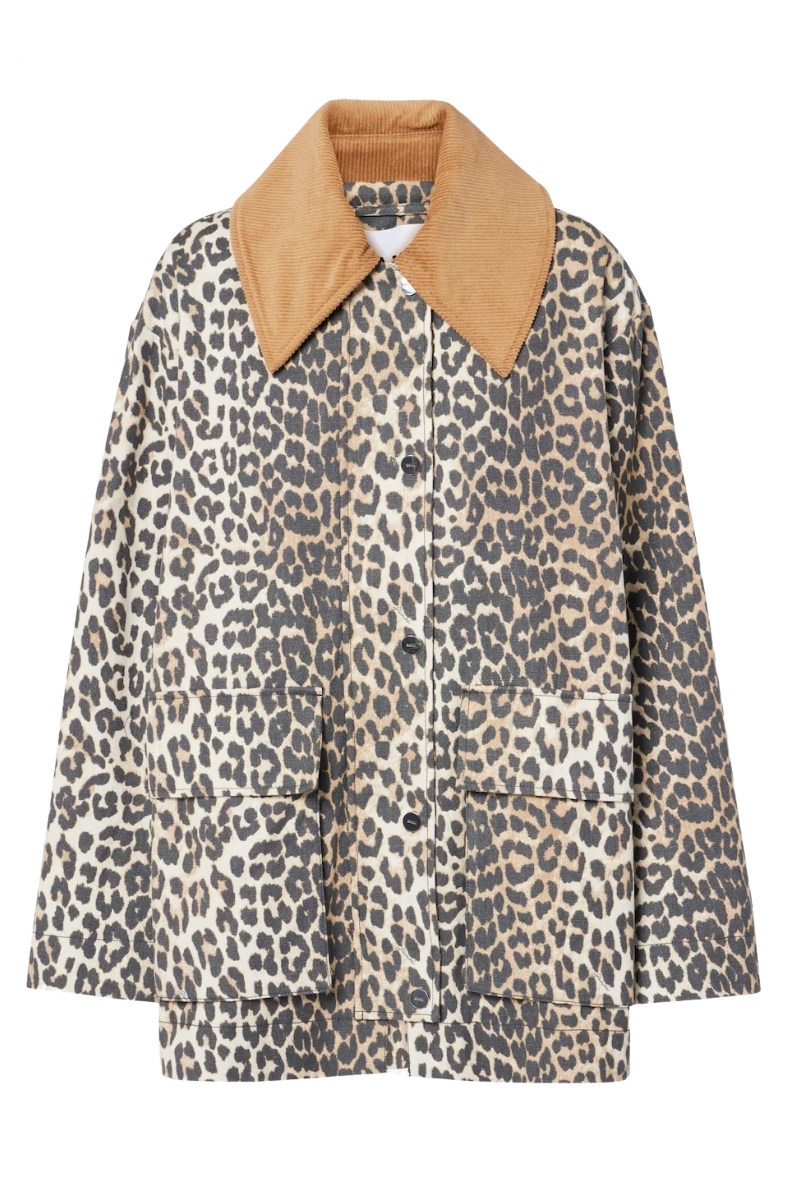 Leopard-Print Canvas Jacket