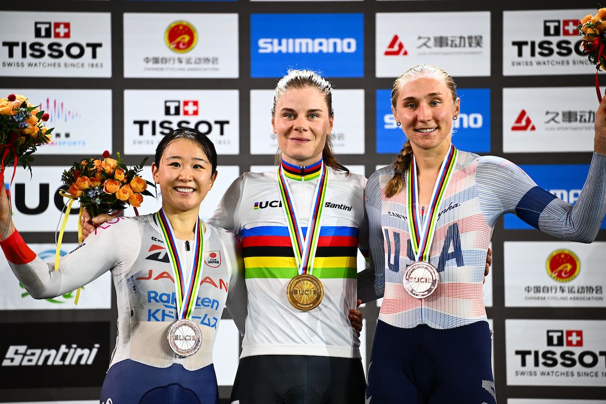 Yumi Kajihara (Japan), Lotte Kopecky (Belgium) and Megan Jastrab (USA) on the podium