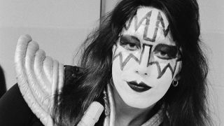 Ace Frehley poses in his dressing room, 1977