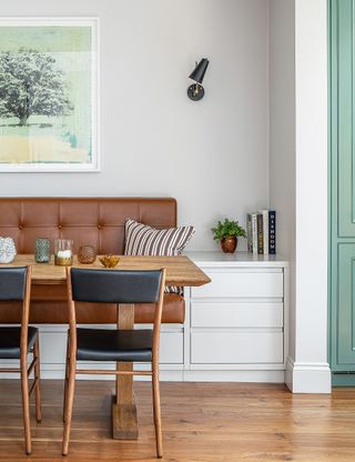 Small kitchen with built in banquette seating