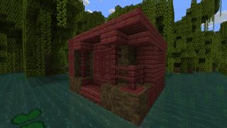 Minecraft - A mangrove wood house built in a mangrove swamp.