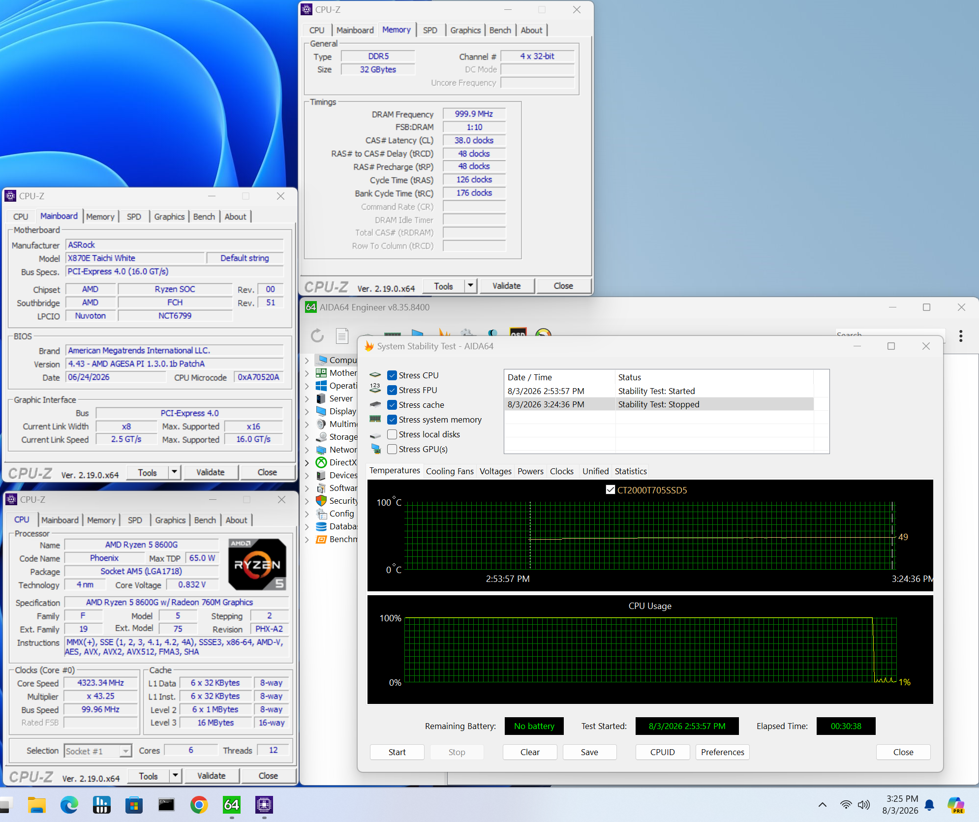 ASRock X870E Taichi White - Memory overclocking