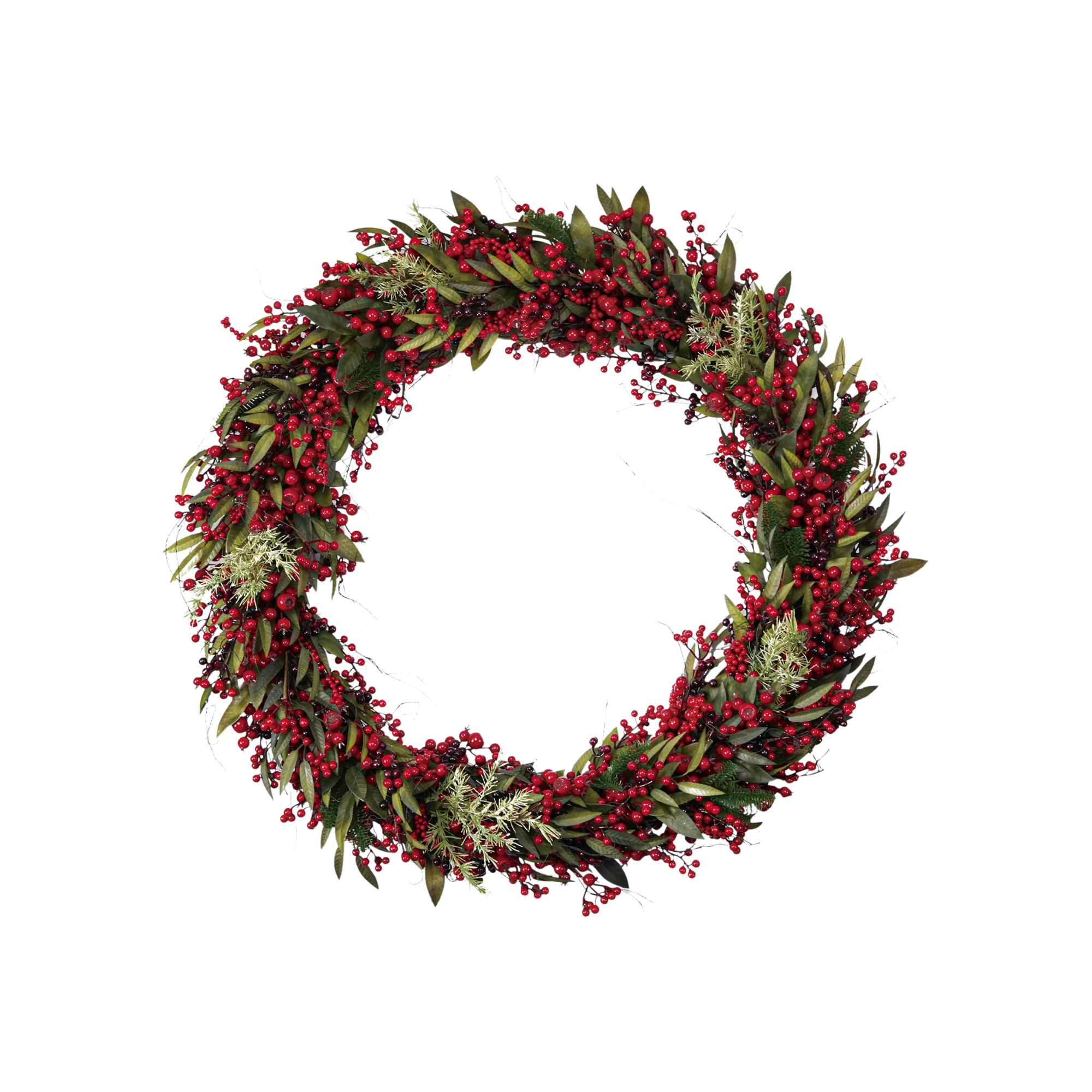 a red and green christmas wreath