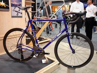 Dave Kirk showed this elegant purple road bike with beautifully curved seat stays.