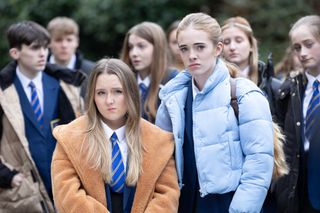 Leah Barnes (left) takes matters into her own hands in Hollyoaks.
